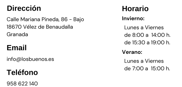 Horario Los Buenos Home en Vélez de Benaudalla (Granada)