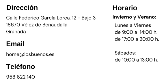 Horario Los Buenos Home Descanso en Vélez de Benaudalla (Granada)